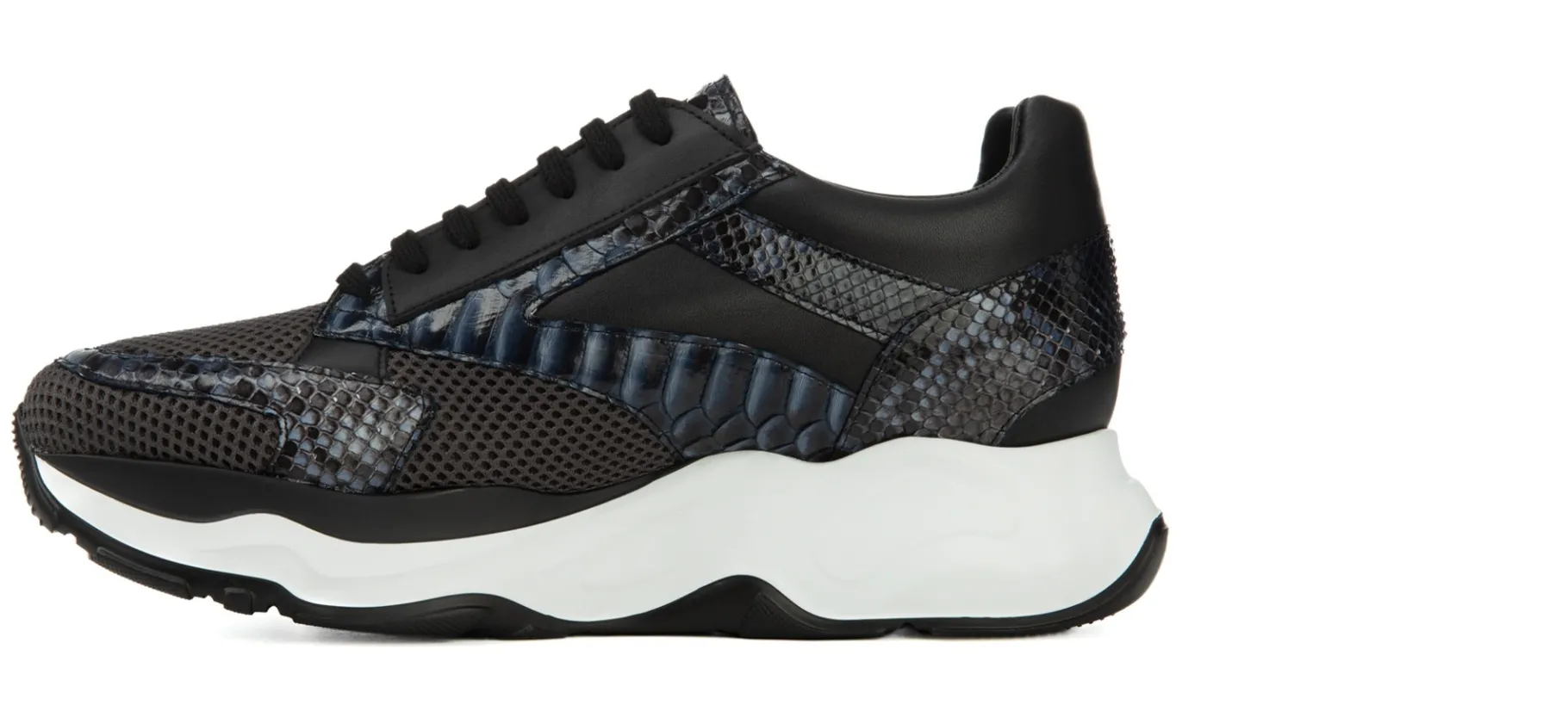 bigfork__sneakers_rialzan_2.webp Uomo GUIDOMAGGI Scarpe In Pelle Esotica | Sneakers>Bigfork - Sneakers rialzanti da uomo in Mix Pelle/Tessuto fino a 11 cm più alto