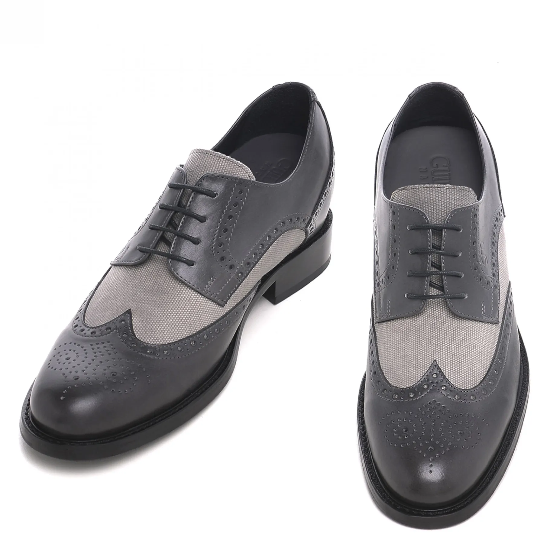 cremona__classiche_scarpe_0.webp Uomo GUIDOMAGGI Stringate>Cremona - Classiche scarpe uomo con rialzo in Mix Pelle/Tessuto da 6 a 8 cm più alto