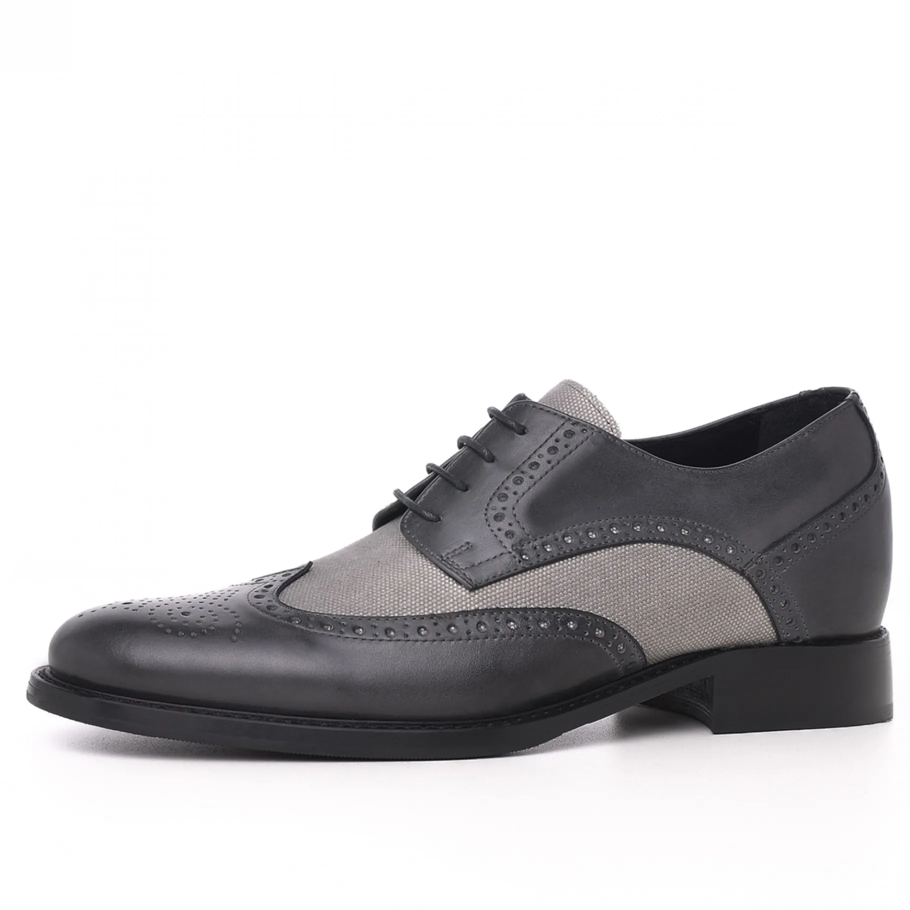 cremona__classiche_scarpe_2.webp Uomo GUIDOMAGGI Stringate>Cremona - Classiche scarpe uomo con rialzo in Mix Pelle/Tessuto da 6 a 8 cm più alto