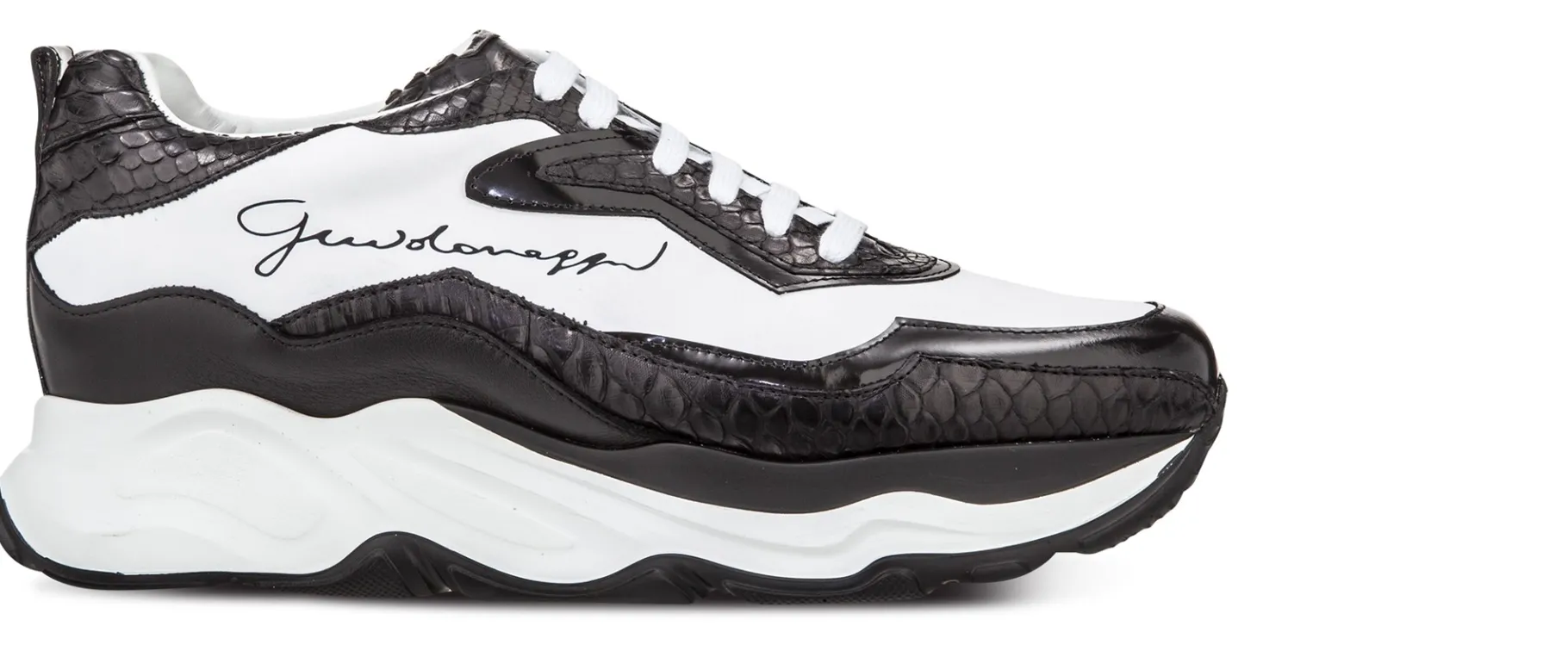 giant_python__chunky_snea_1.webp Uomo GUIDOMAGGI Scarpe In Pelle Esotica | Sneakers>Giant Python - Chunky Sneakers con rialzo in Mix Pelle Da 6 cm a 11 cm più alto