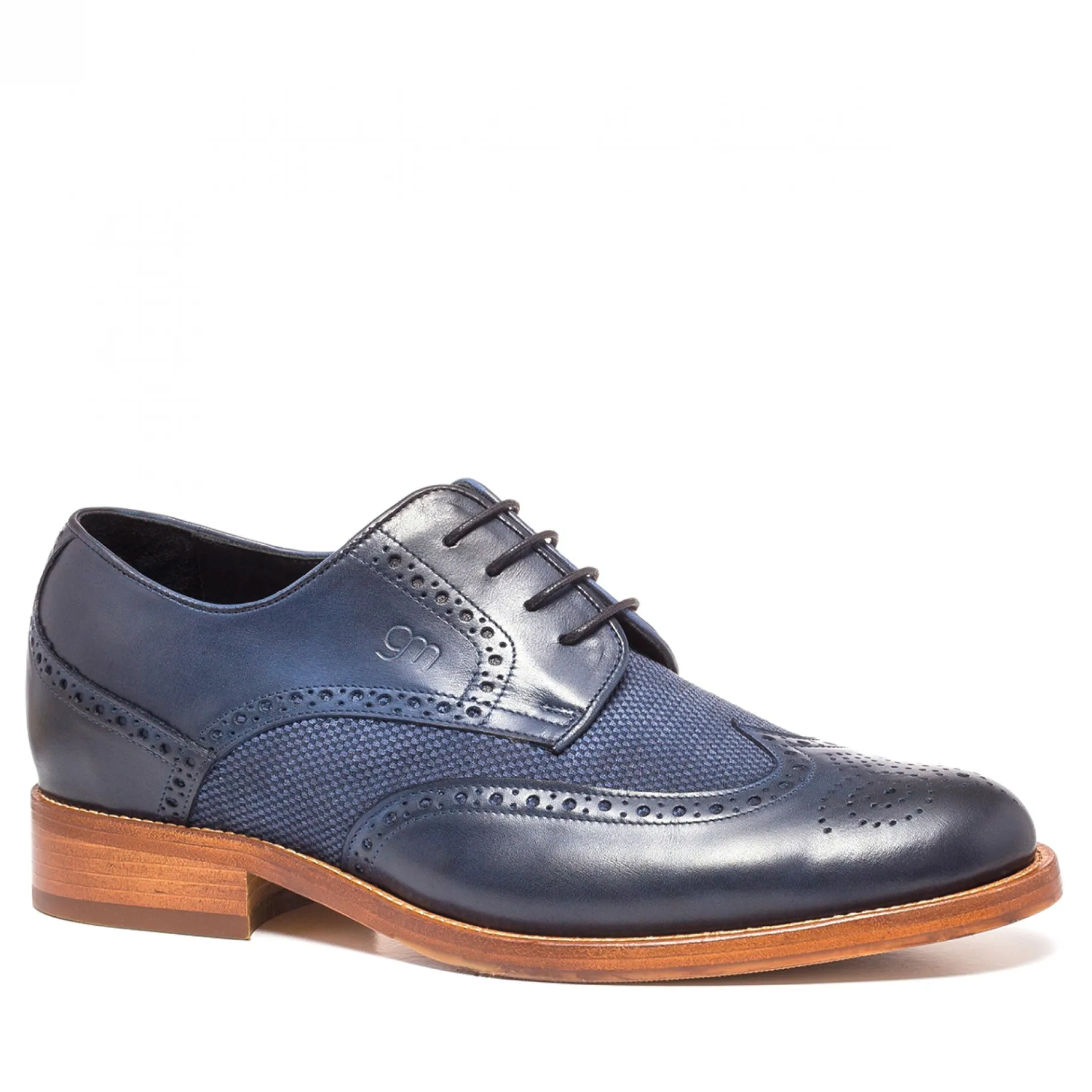 hoxton__classiche_scarpe__1.webp Uomo GUIDOMAGGI Stringate>Hoxton - Classiche scarpe uomo con rialzo in Mix Pelle/Tessuto Fino a 8 cm più alto
