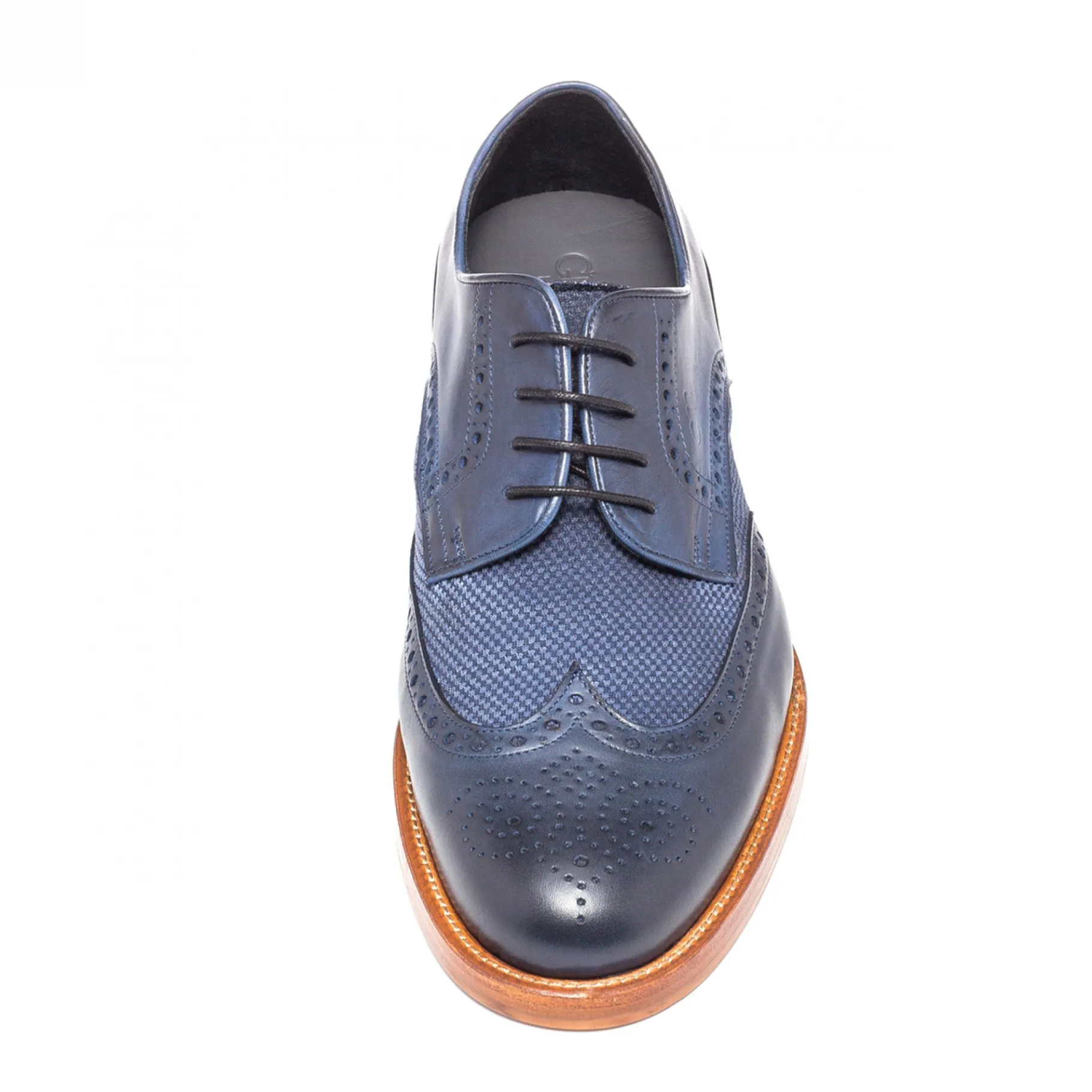 hoxton__classiche_scarpe__3.webp Uomo GUIDOMAGGI Stringate>Hoxton - Classiche scarpe uomo con rialzo in Mix Pelle/Tessuto Fino a 8 cm più alto