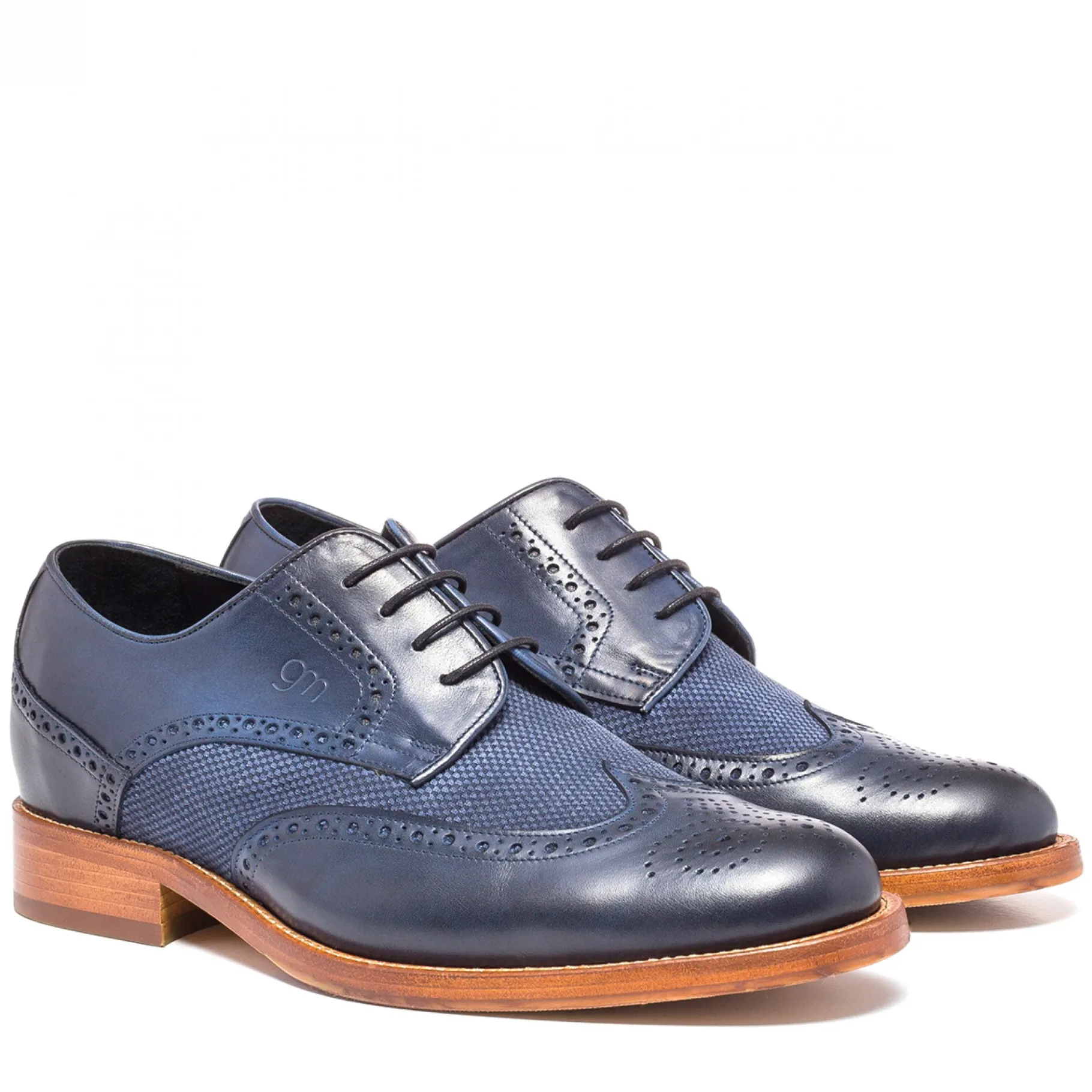 hoxton__classiche_scarpe__4.webp Uomo GUIDOMAGGI Stringate>Hoxton - Classiche scarpe uomo con rialzo in Mix Pelle/Tessuto Fino a 8 cm più alto