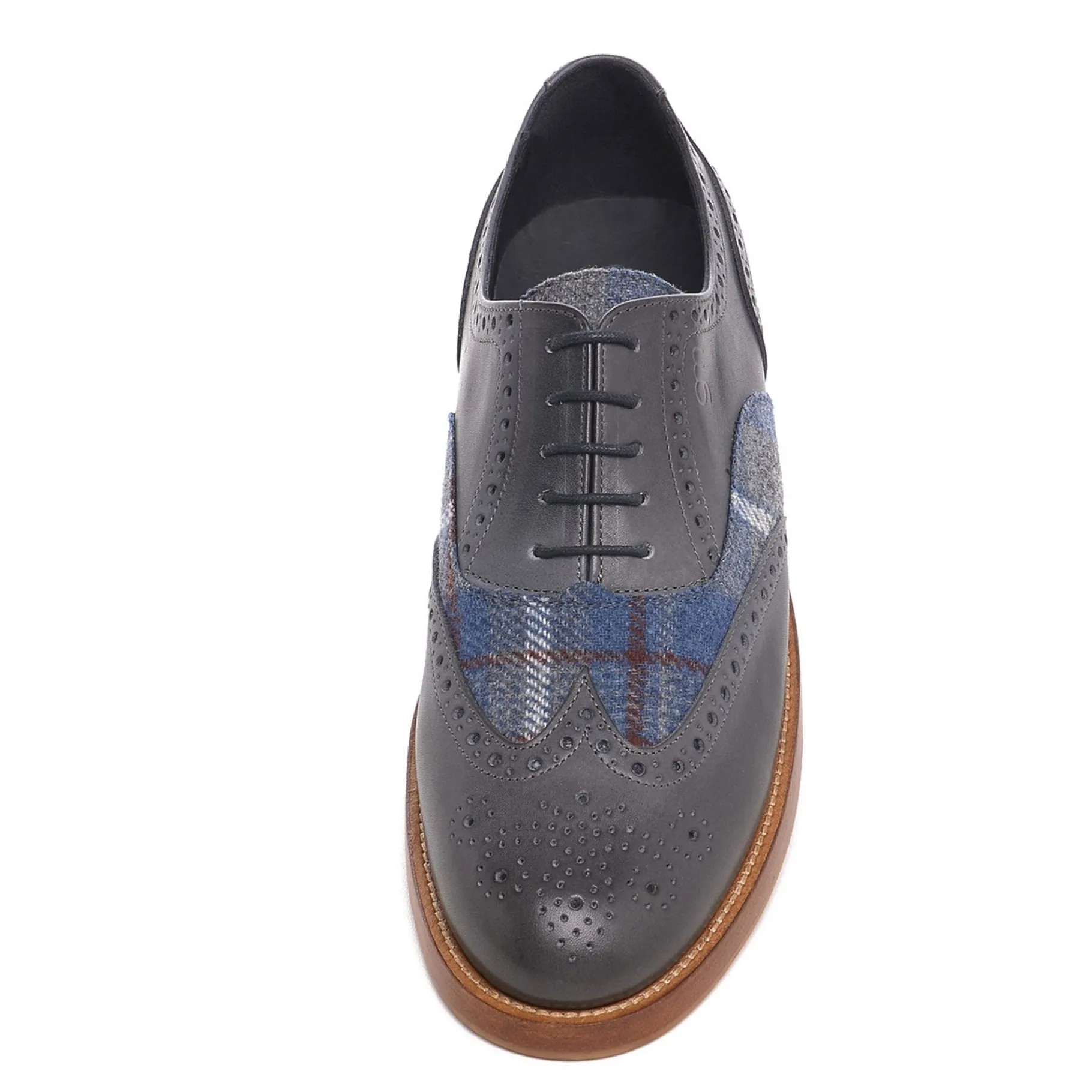 merano__classiche_scarpe__3.webp Uomo GUIDOMAGGI Stringate>Merano - Classiche scarpe uomo con rialzo in Mix Pelle/Tessuto da 6 a 8 cm più alto