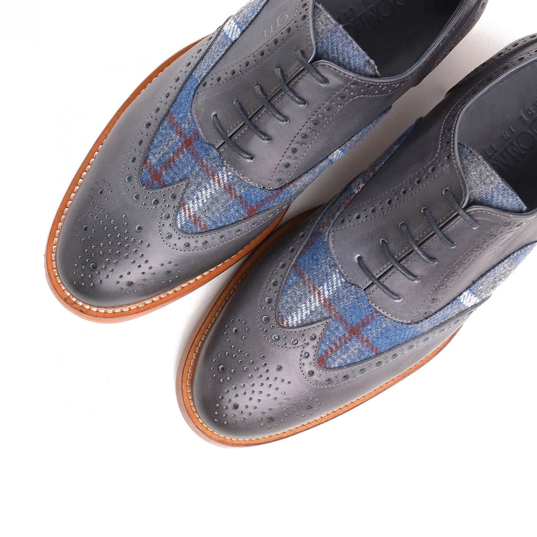 merano__classiche_scarpe__5.webp Uomo GUIDOMAGGI Stringate>Merano - Classiche scarpe uomo con rialzo in Mix Pelle/Tessuto da 6 a 8 cm più alto