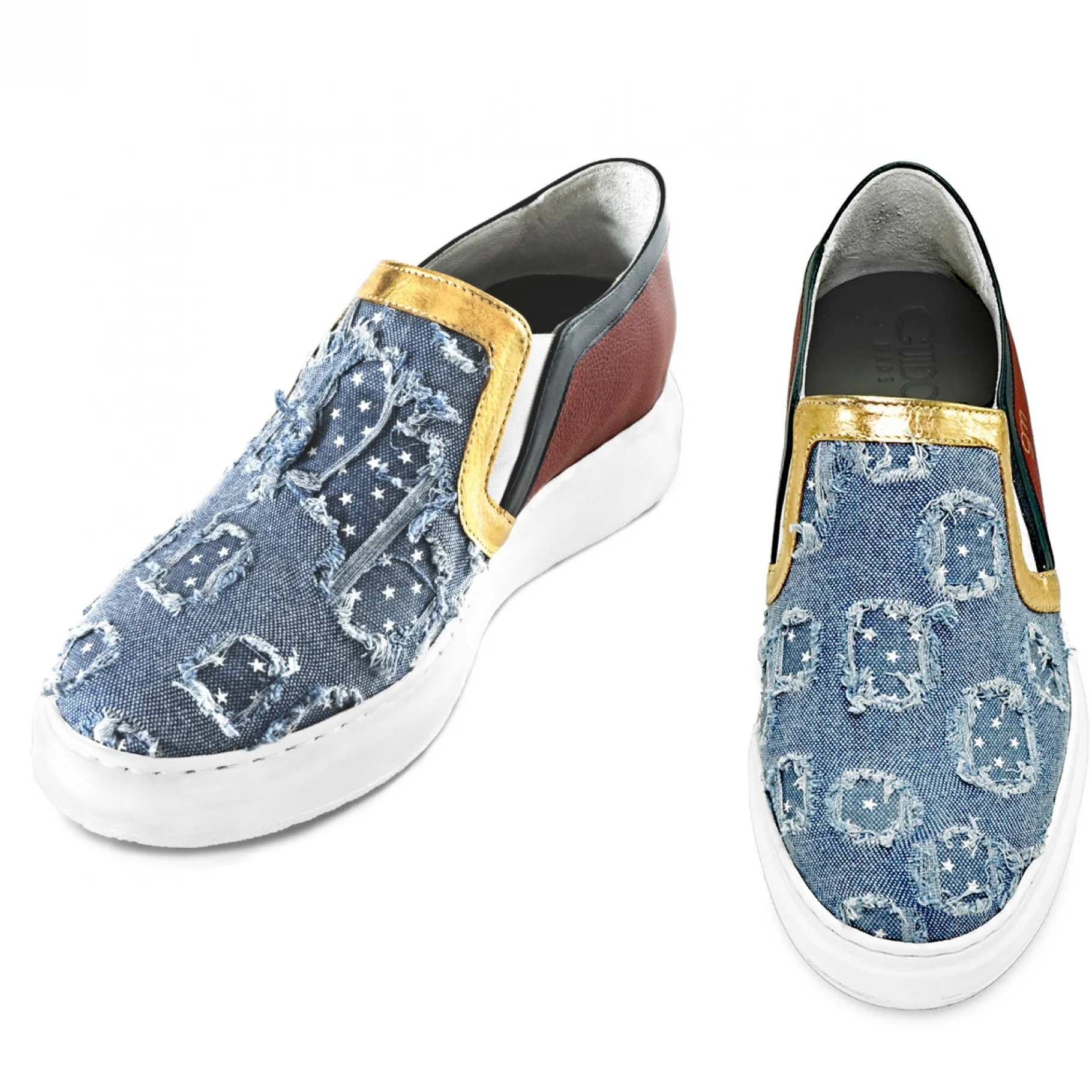 mundial__sneakers_con_ria_0.webp Uomo GUIDOMAGGI Slip-on>Mundial - sneakers con rialzo in Mix Pelle/Tessuto fino a 6.5 cm più alto