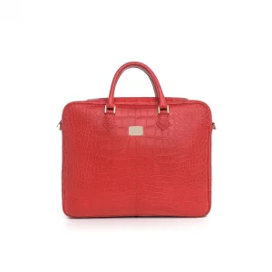 GUIDOMAGGI Borse & Zaini>Red Erik - borsa 24 ore in Pelle di Coccodrillo Hermès Rossa realizzata a Mano