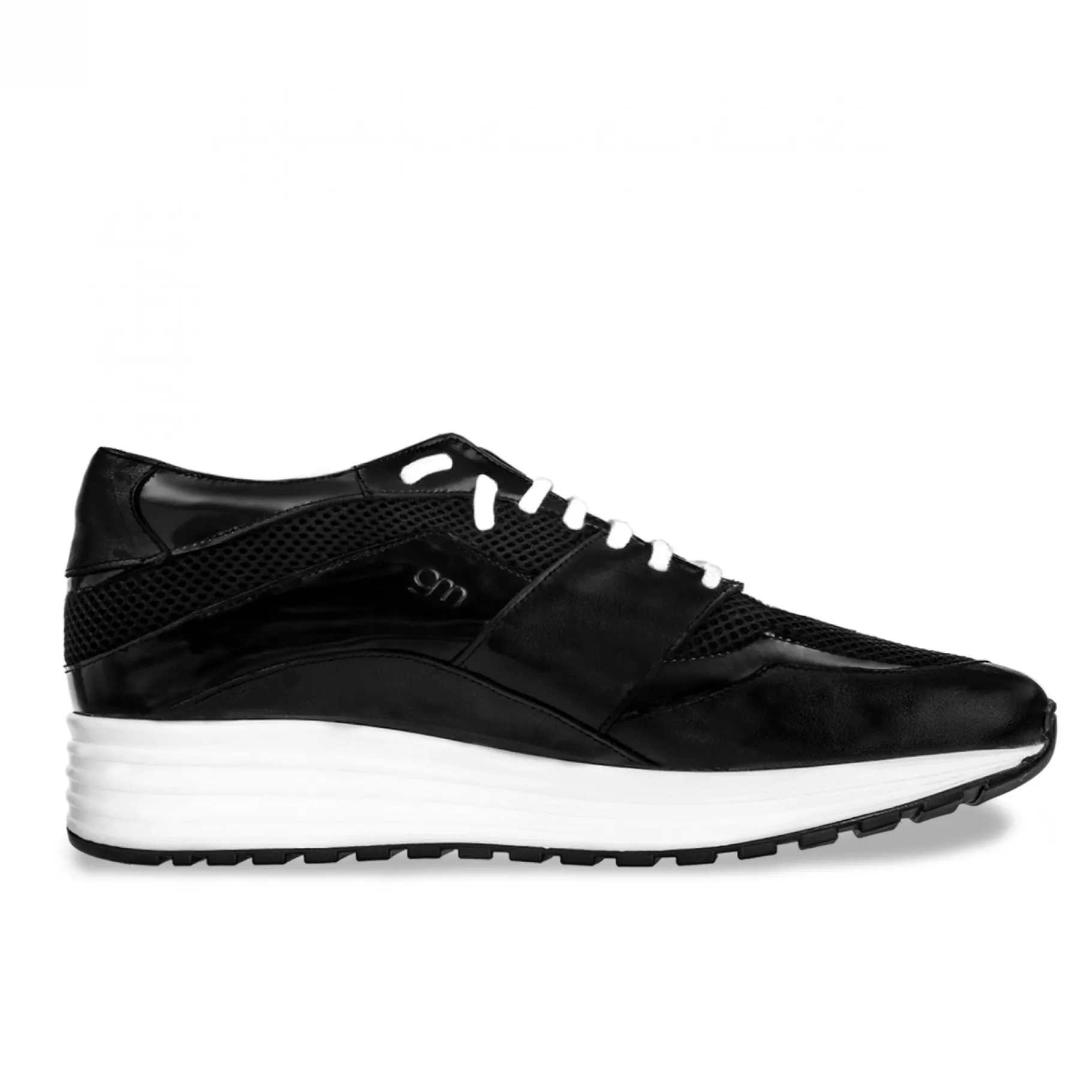 varenne_black__sneakers_r_1.webp Uomo GUIDOMAGGI Sneakers>Varenne Black - sneakers rialzanti in Mix Pelle/Tessuto Da 6 a 10 cm più alto