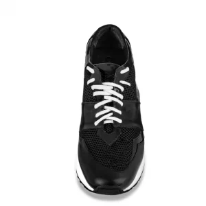 Uomo GUIDOMAGGI Sneakers>Varenne Black - sneakers rialzanti in Mix Pelle/Tessuto Da 6 a 10 cm più alto
