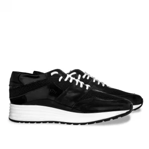 Uomo GUIDOMAGGI Sneakers>Varenne Black - sneakers rialzanti in Mix Pelle/Tessuto Da 6 a 10 cm più alto